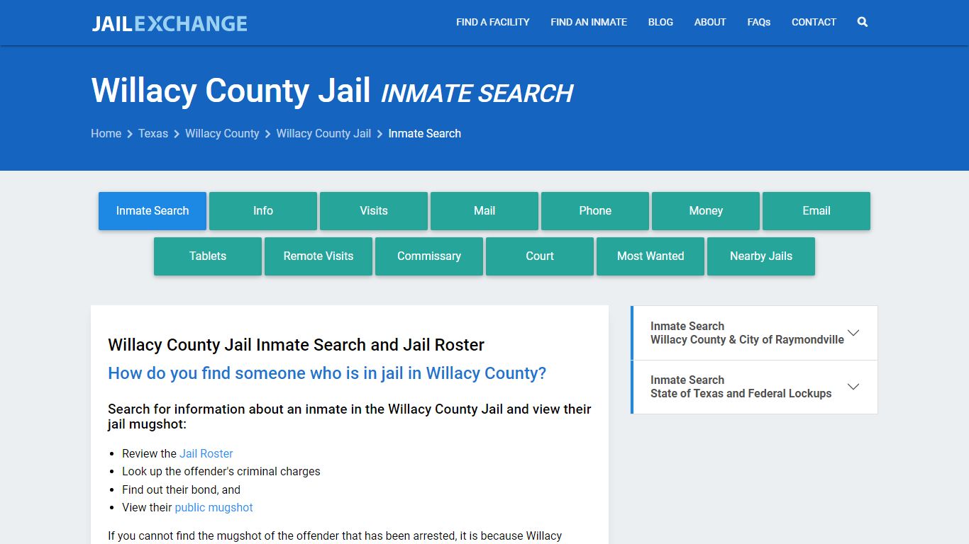 Inmate Search: Roster & Mugshots - Willacy County Jail, TX