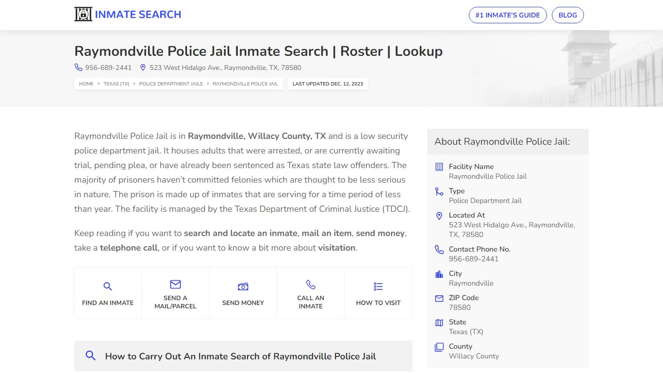 Raymondville Police Jail Inmate Search | Roster | Lookup