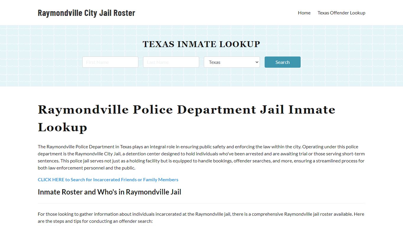Raymondville Police Department & City Jail, TX Inmate Roster, Arrests ...